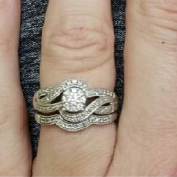 NIB Platinum Diamond Wedding Set Sapphire $2,137 - Picture 6 of 8